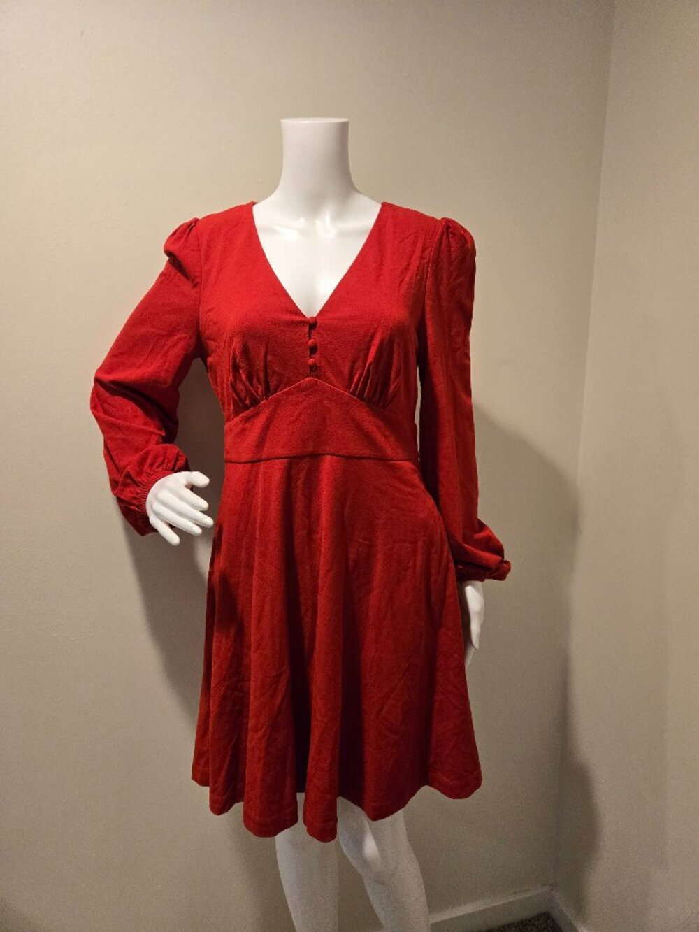 Boden V-Neck Tea Dress Red 6